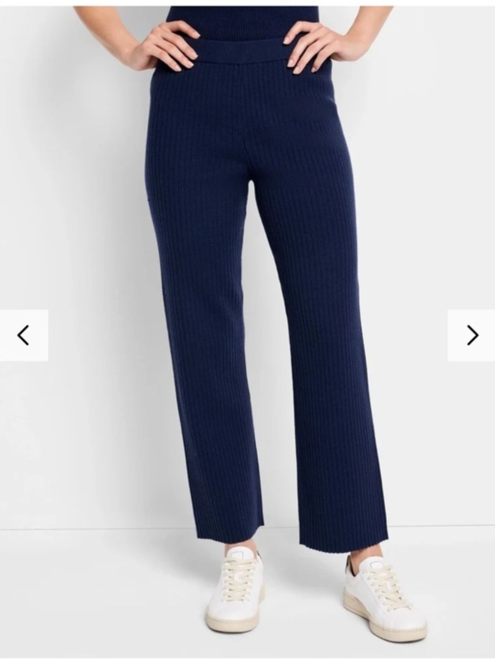 NIC+ZOE Ribbed Wide-Leg Pants in Navy